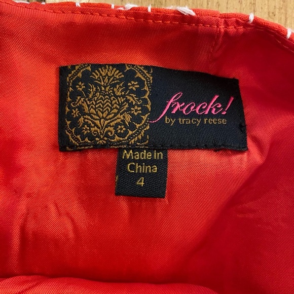 Tracy Reese Ablaze Fit & Flare Cumberbund Dress Orange Red Zipper Sleeveless 4 - Picture 3 of 14